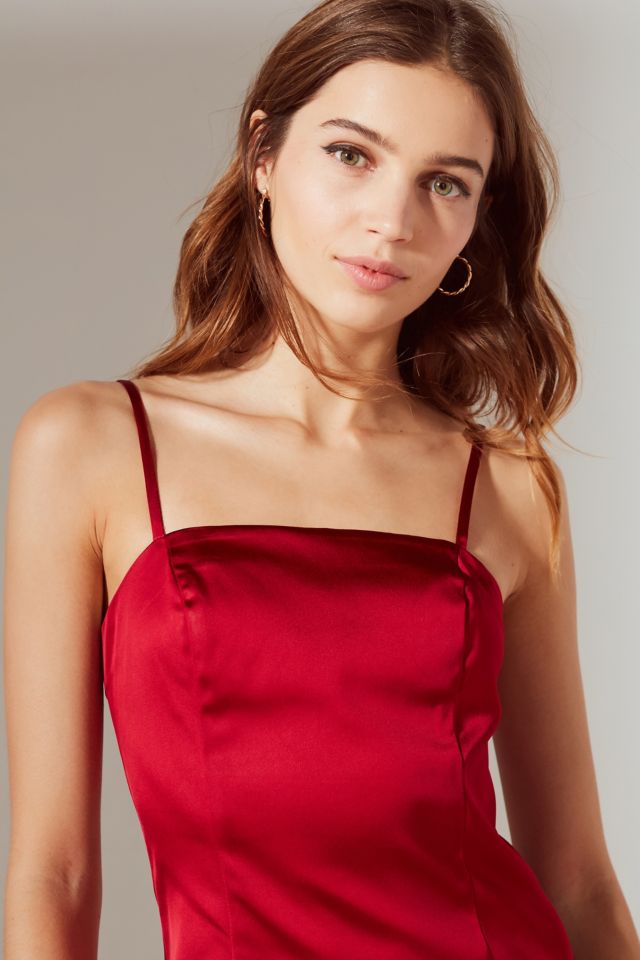 UO Val Straight-Neck Satin Mini Dress #5