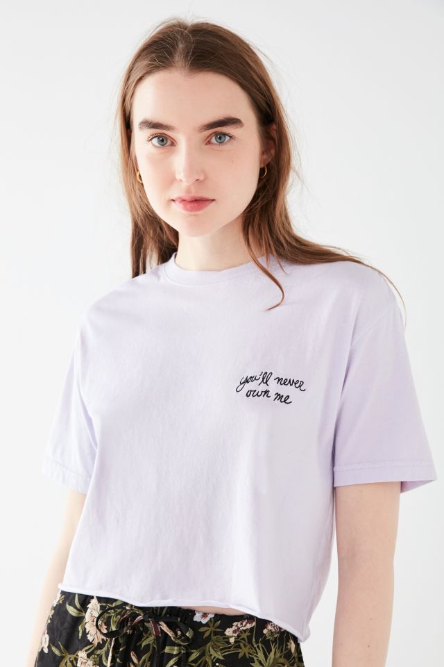 UO Embroidered Never Own Me Cropped Tee | Urban Outfitters