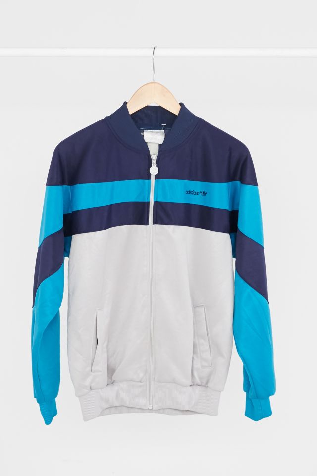 Vintage adidas ‘90s Grey + Blue Track Jacket | Urban Outfitters