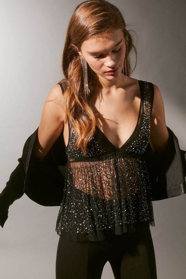 UO Embellished Sequin V-Neck Tank Top #4