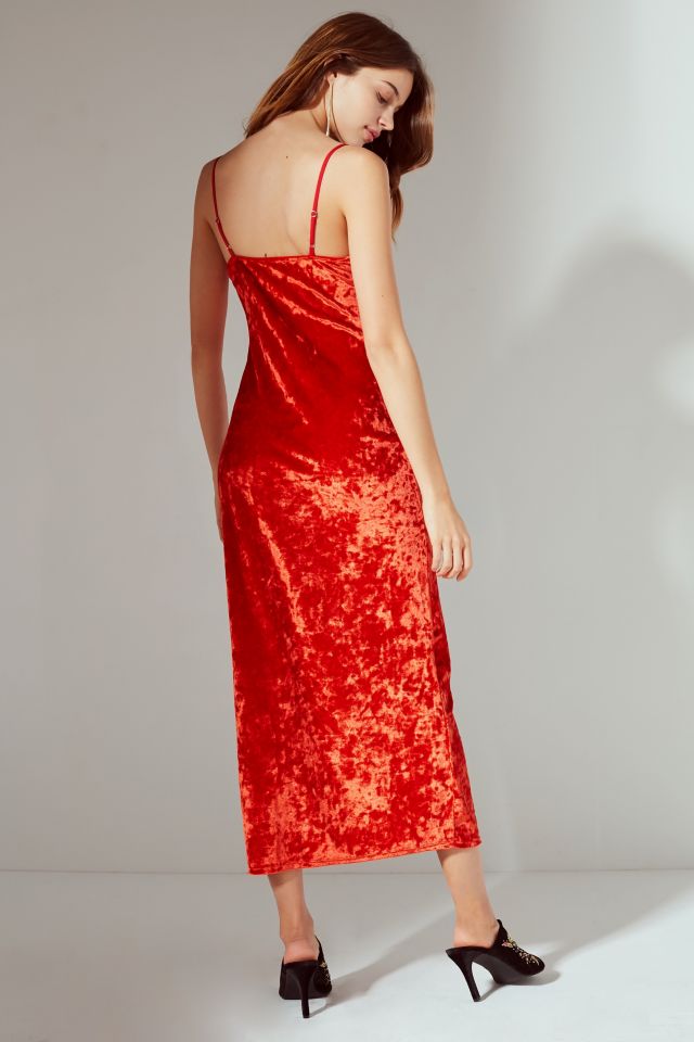 Red velvet dress urban outfitters sales