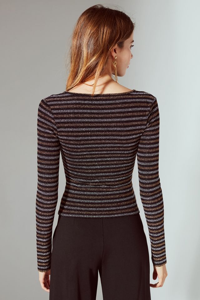 UO Deep V Striped Wrap Top #2