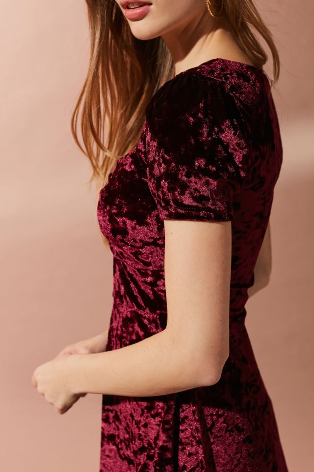 UO Maeve Crushed Velvet Ruched Dress #2