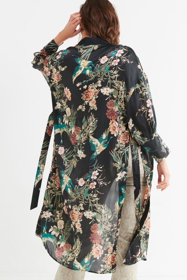Cinched Sleeve Floral Kimono #1