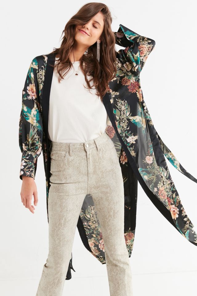 Cinched Sleeve Floral Kimono #3