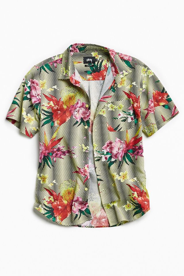 Stussy Psychedelic Dot Floral Short Sleeve Button-Down Shirt