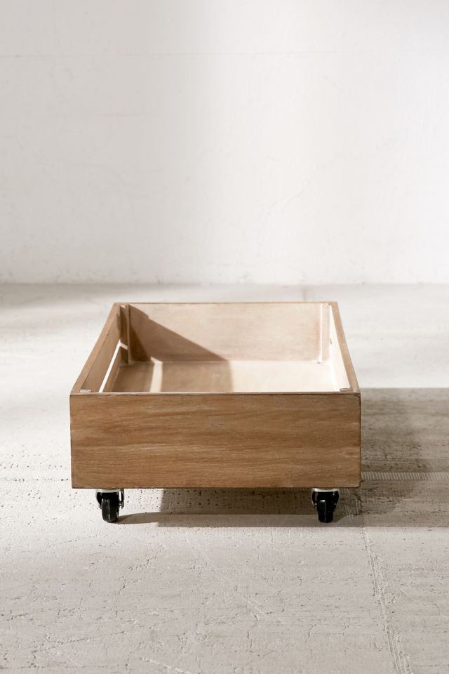 Under-The-Bed Rolling Wood Storage Box #1