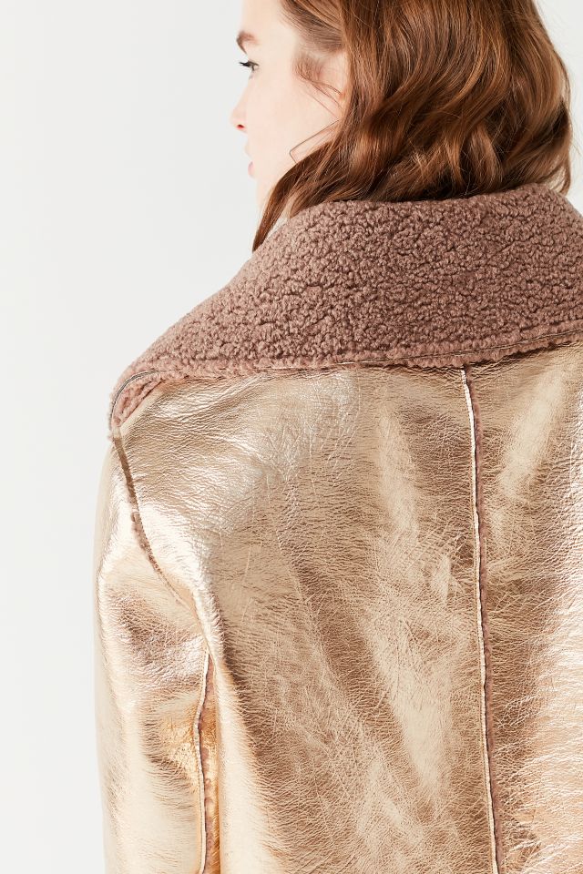 UO Reversible Metallic Faux Shearling Jacket #2