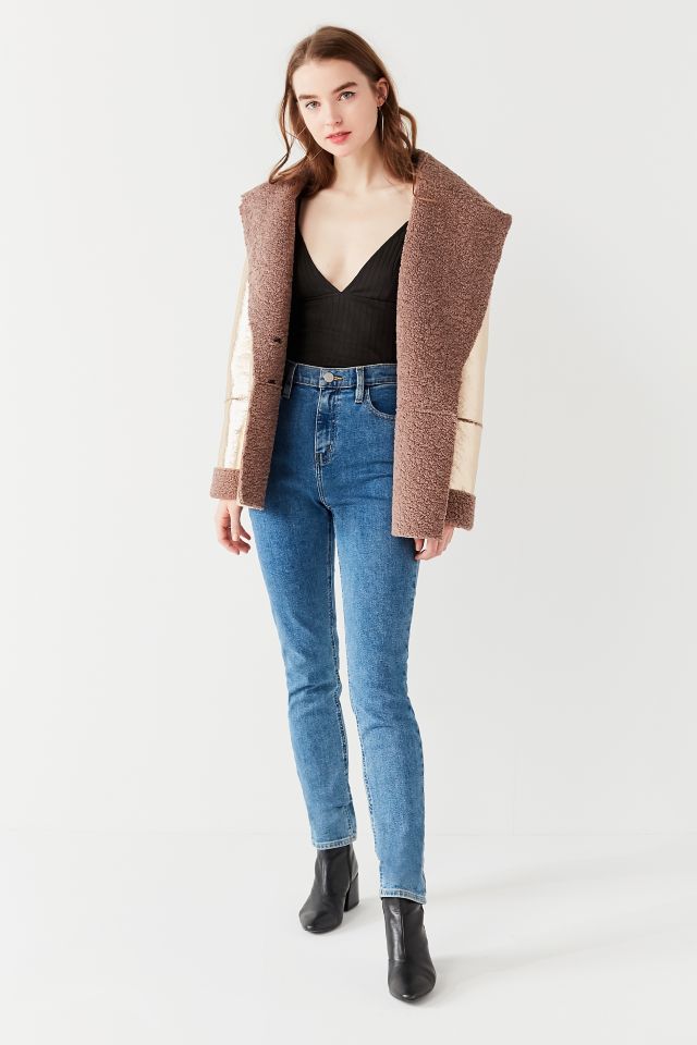 UO Reversible Metallic Faux Shearling Jacket #3
