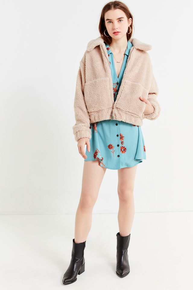UO Cropped Fuzzy Jacket #1