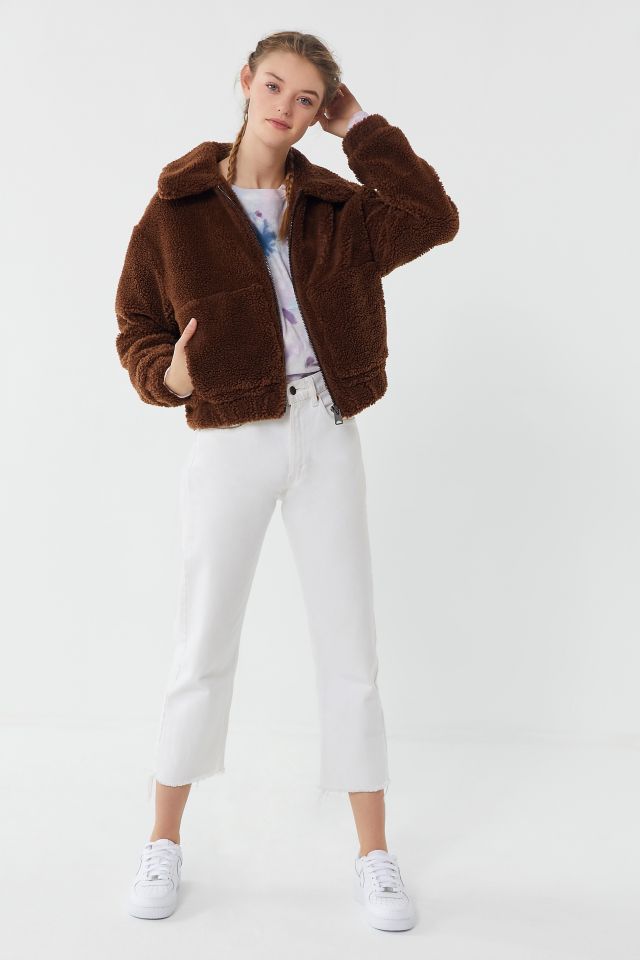 UO Cropped Teddy Jacket Urban Outfitters