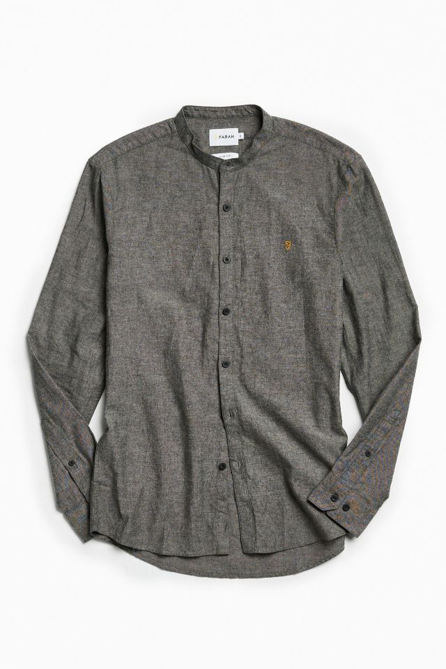 Farah Steen Granddad Band Collar Button-Down Shirt #1