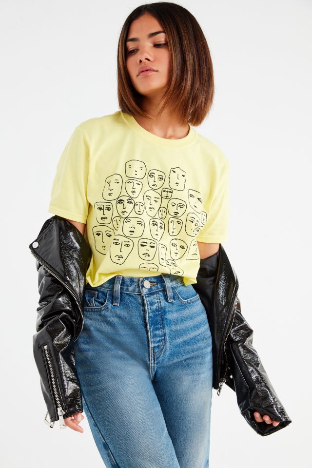 UO Faces Sketch Cropped Tee #3