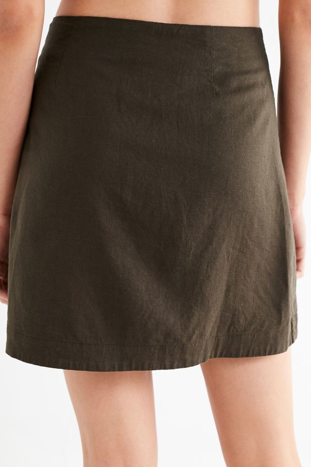 UO Shelly Linen Button-Down Mini Skirt #3