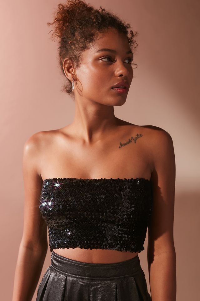 Sparkly black tube top on sale