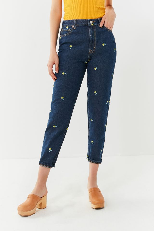 UO BDG buttercup hot embroidered mom jeans