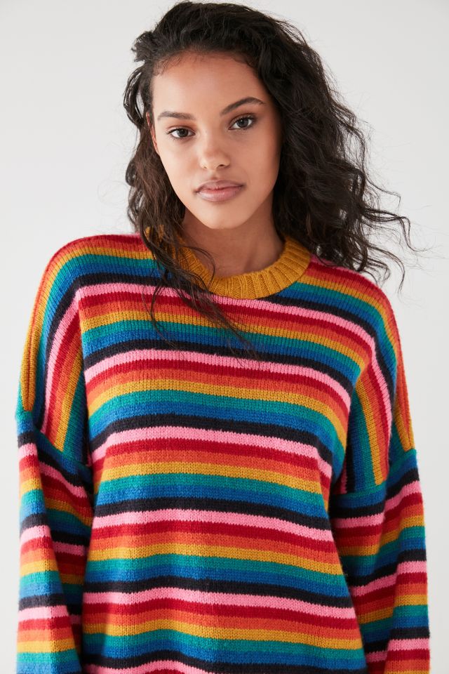 The Ragged Priest chunky knit sweater in rainbow multi