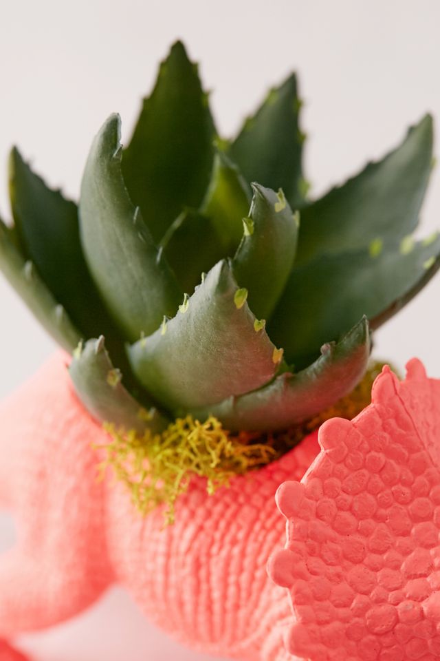 Upcycled Triceratops Faux Succulent Planter #2