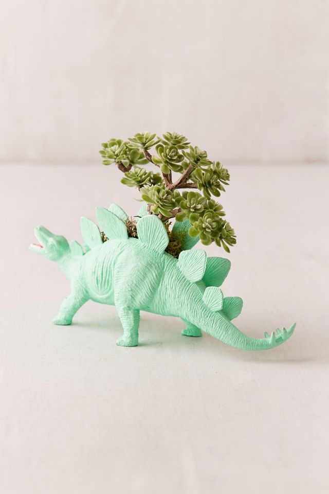 Upcycled Stegosaurus Faux Succulent Planter #1