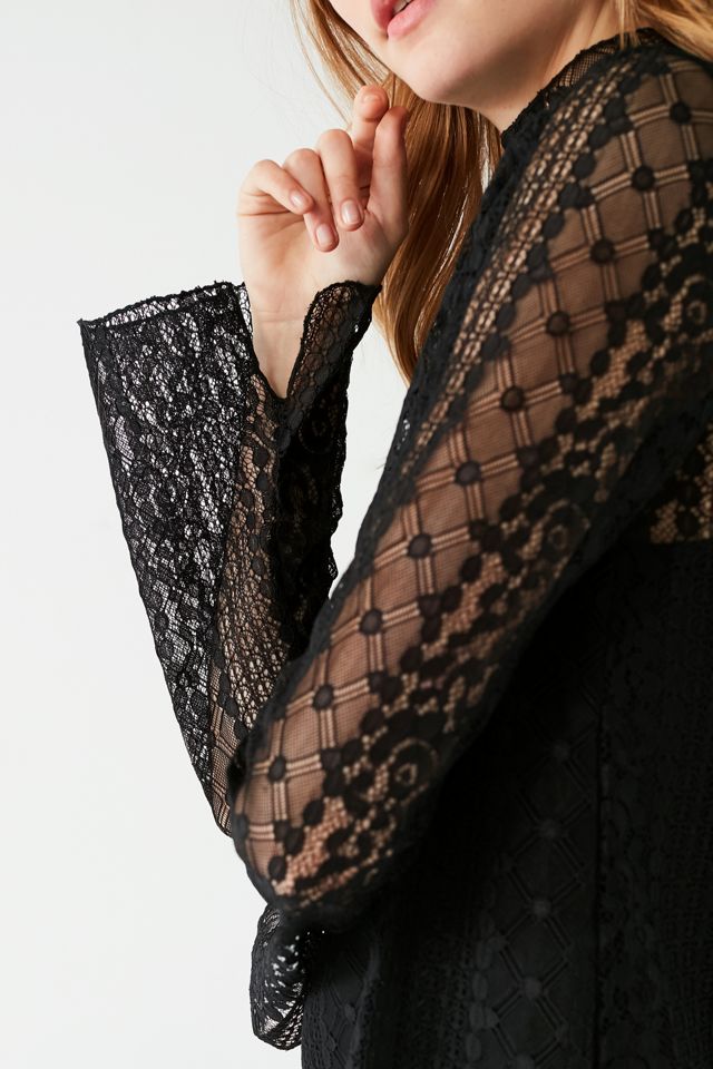 mock neck lace shift dress Mock Neck Lace Shift, Black