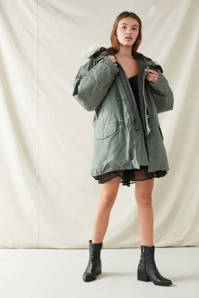 Vintage Faux-Fur Hooded Surplus Coat #1