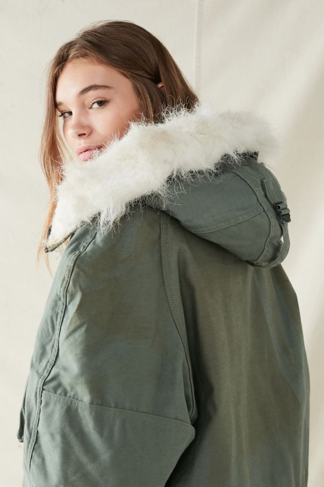 Vintage Faux-Fur Hooded Surplus Coat #2