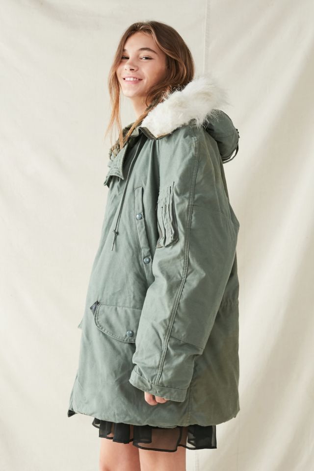 Vintage Faux-Fur Hooded Surplus Coat #3