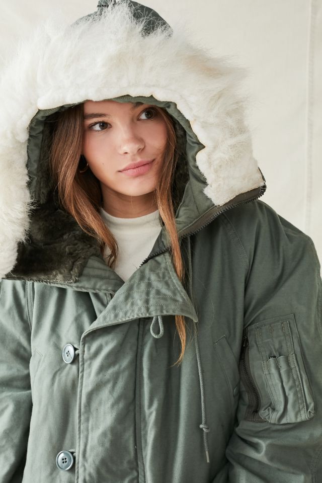 Vintage Faux-Fur Hooded Surplus Coat #4