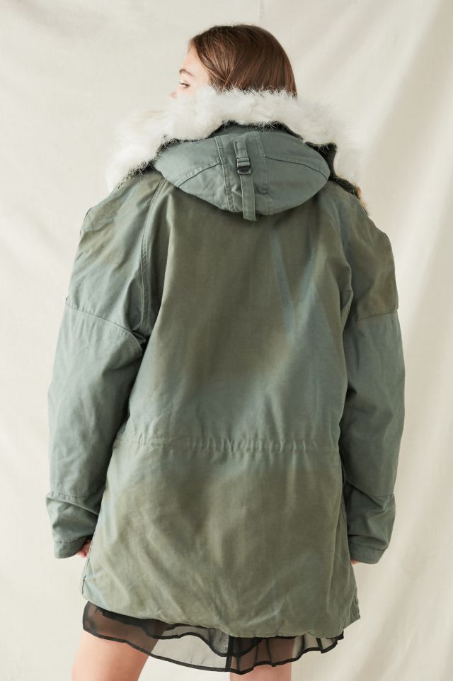 Vintage Faux-Fur Hooded Surplus Coat #5