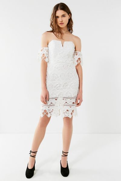 Lace cold 2025 shoulder midi dress