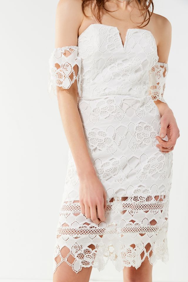 Lace cold shoulder outlet midi dress