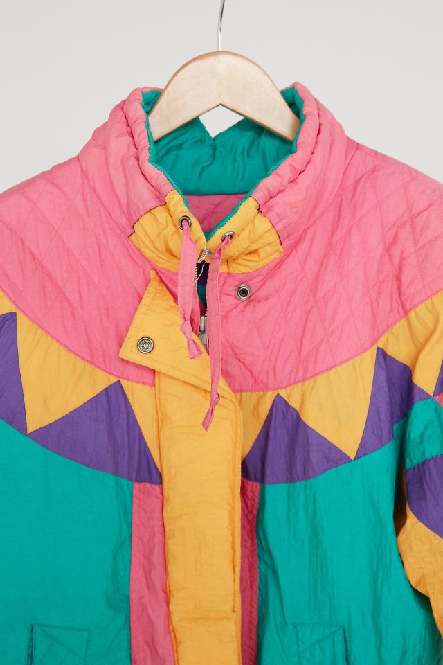 Vintage '70s Pop Color Geo Puffer Jacket | Urban Outfitters