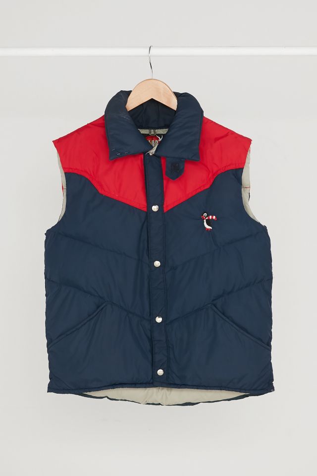 Vintage ‘70s Red + Navy Puffer Vest | Urban Outfitters Canada