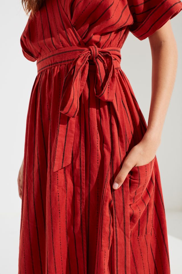 Urban outfitters linen wrap hot sale dress