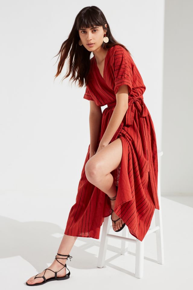 Urban outfitters gabrielle store linen midi wrap dress