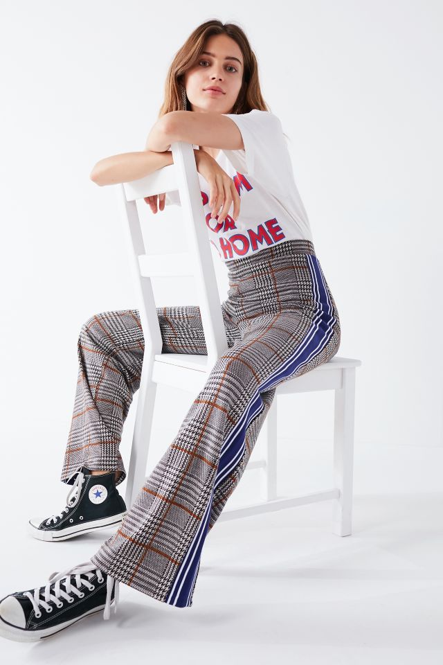 Plaid pants with side stripe best sale