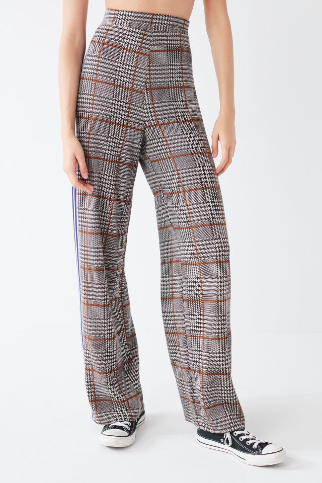 Etched Plaid Wide-leg Pant Style F221329