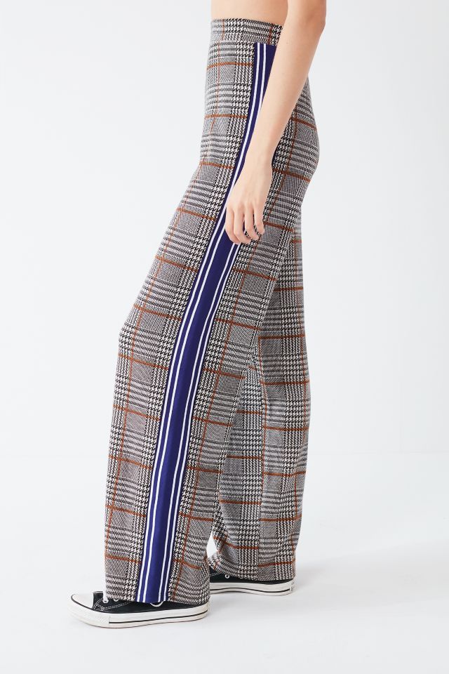 Plaid pants with deals side stripe