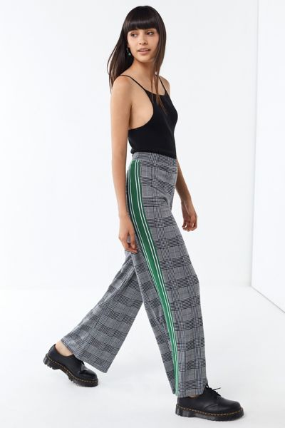 plaid pants with side stripe