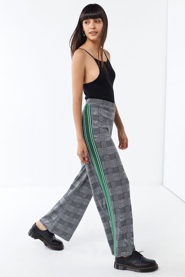 Plaid pants with stripe down side deals