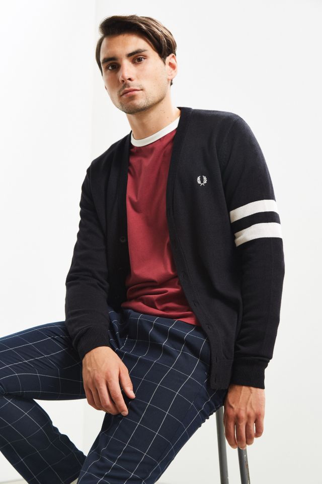 Fred Perry Tipped Sleeve Cardigan Sweater | Urban Outfitters