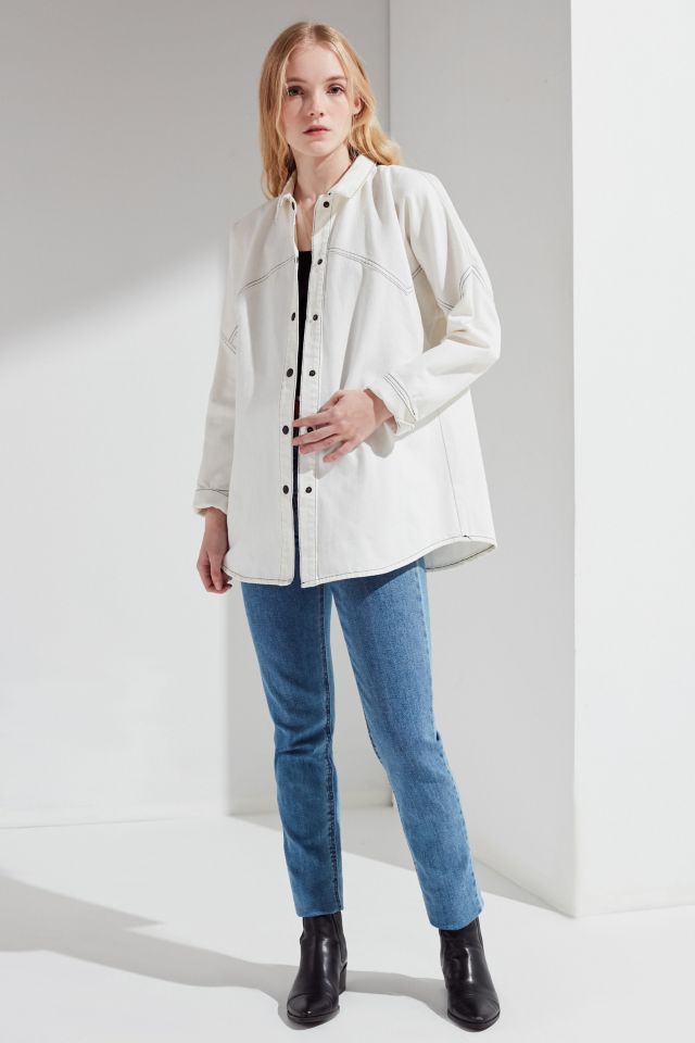 UO Contrast Stitch Button-Down Denim Shirt #1