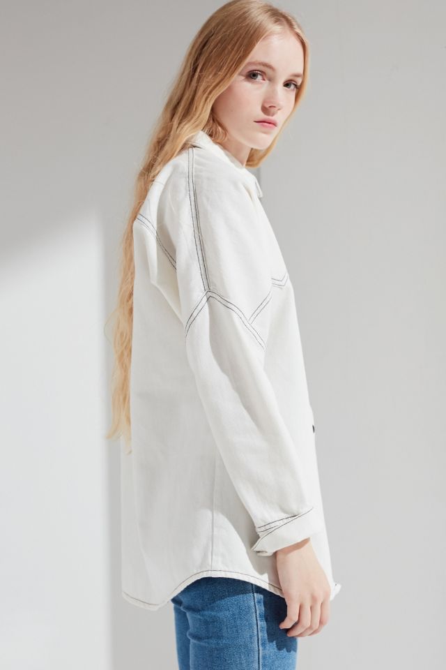 UO Contrast Stitch Button-Down Denim Shirt #3