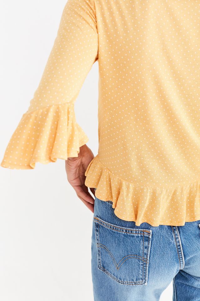 UO Myra Cinch Front Ruffle Top | Urban Outfitters