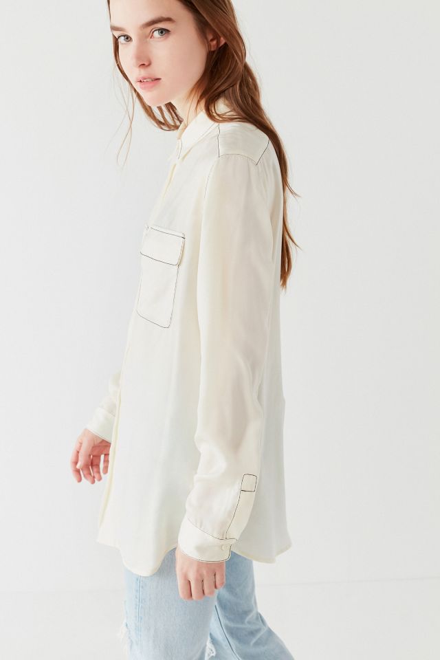 UO Contrast Stitch Button-Down Top #5