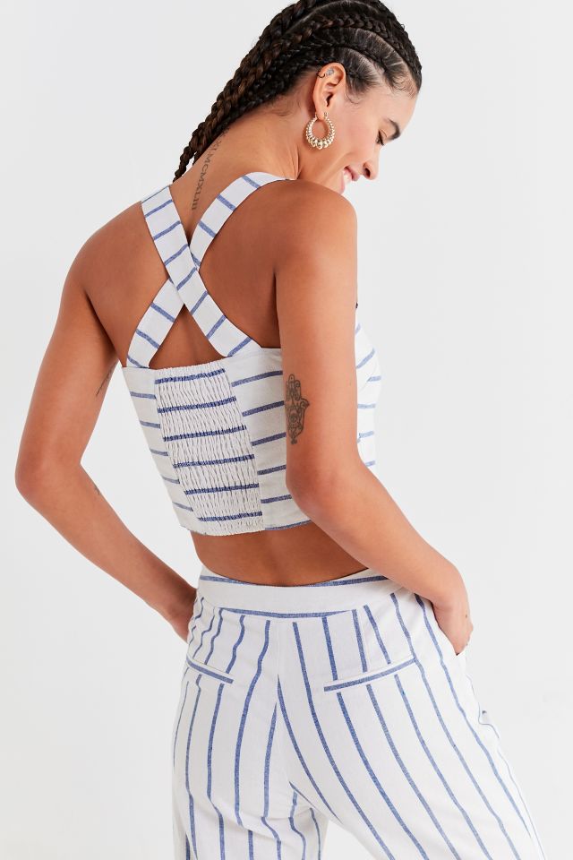 Lucca Couture Emory Striped Button-Down Cropped Top #1