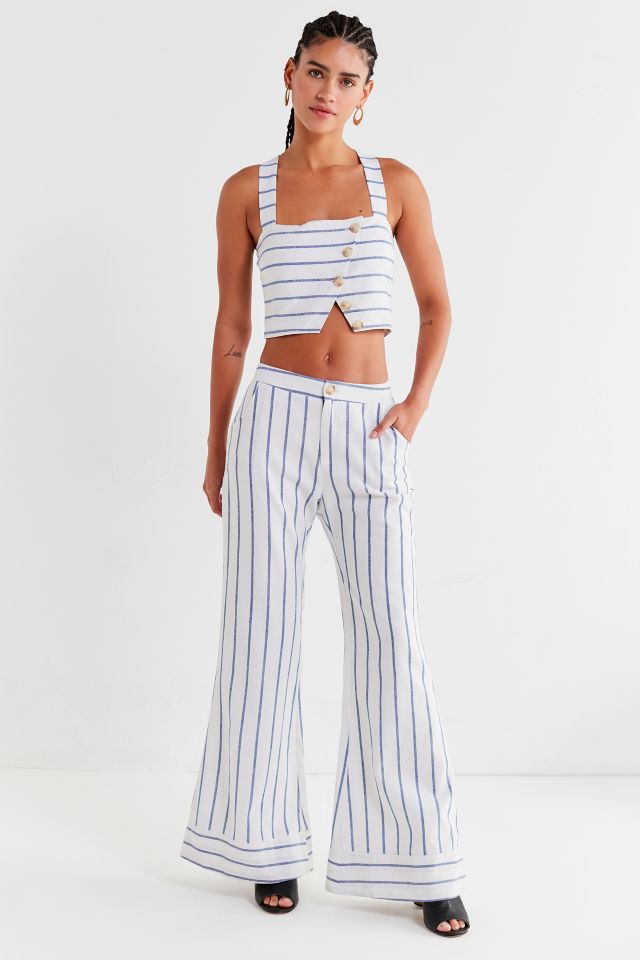 Lucca Couture Emory Striped Button-Down Cropped Top #2