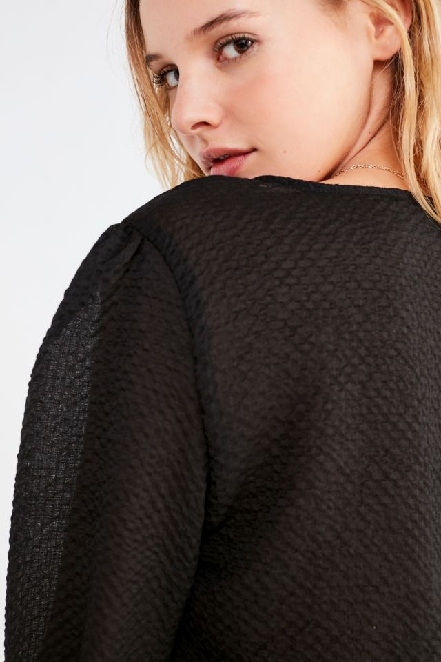 UO Cinnamon Tie-Front Balloon Sleeve Blouse #5