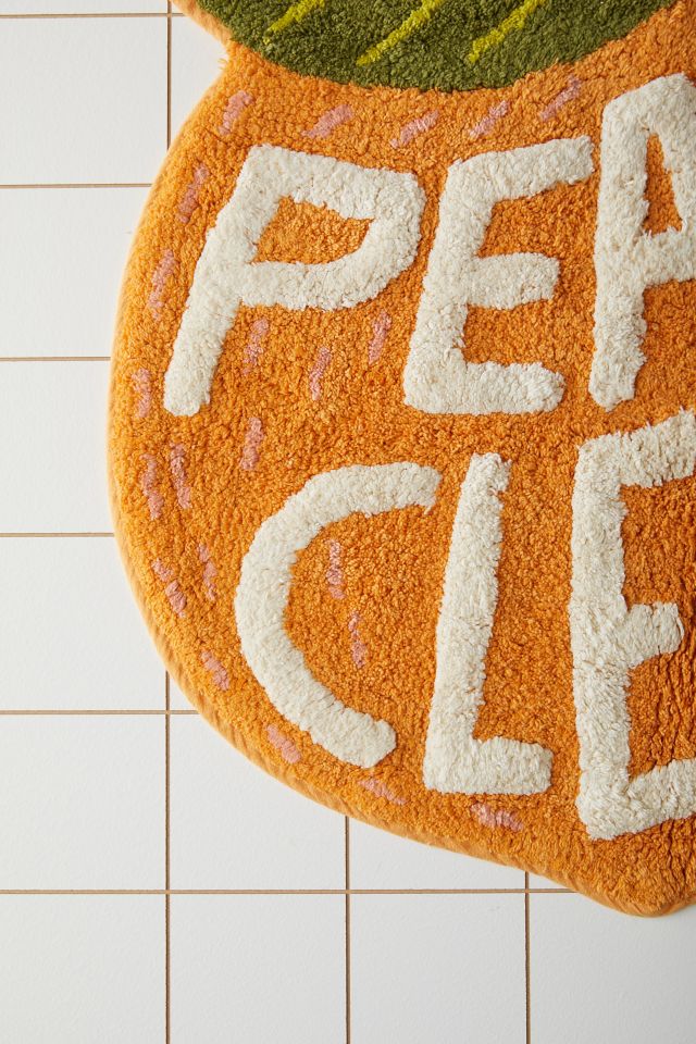 100% Organic Large Chequered Peach Bath Mat. Peaches from Peachy