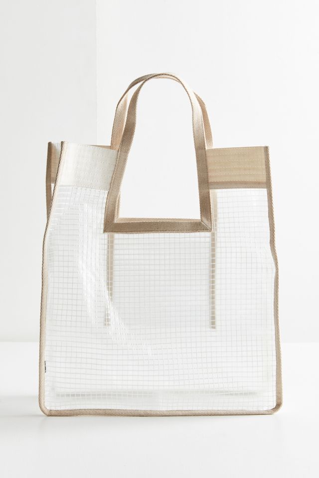 Grid Plastic Shopper Tote Bag #1